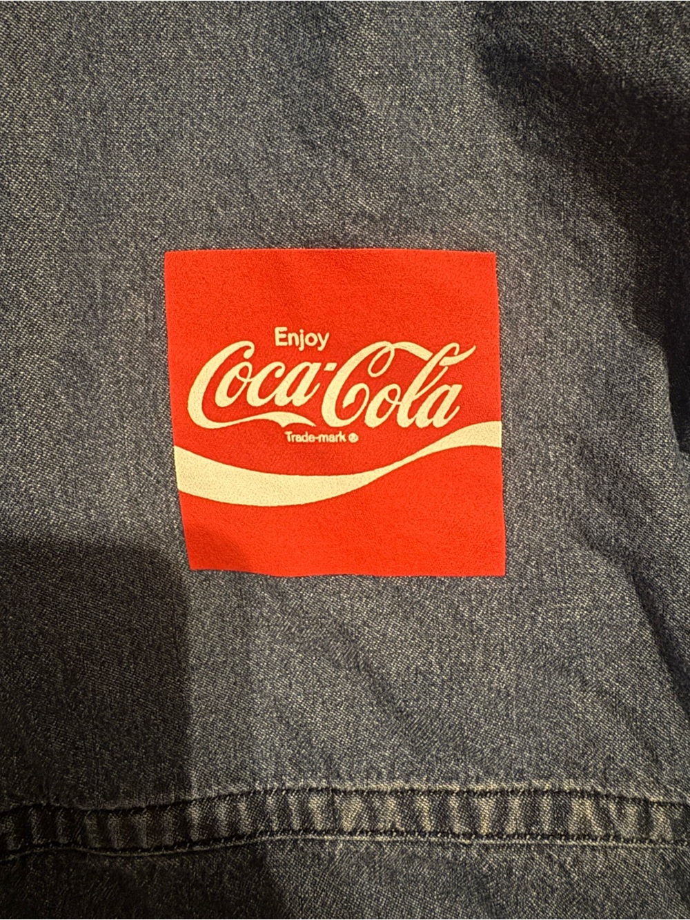Coca-Cola By Spirit Jersey Denim Cropped Pull Over Hoodie Raw Hem Size S - Picture 7 of 10